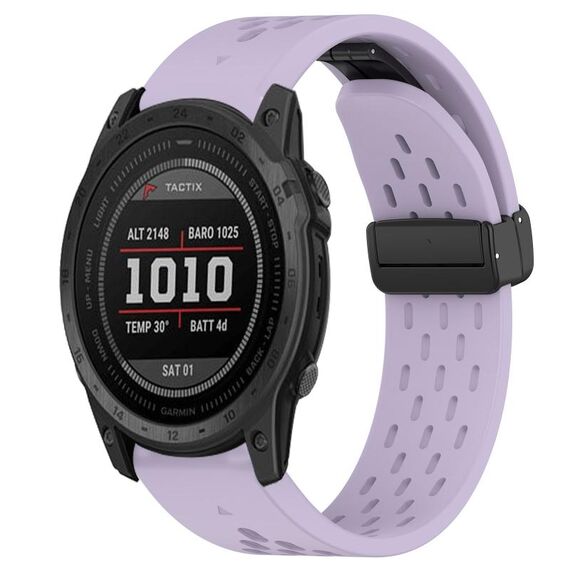 Per cinturino in silicone con foro per fibbia pieghevole Garmin Tactix 7 da 26 mm (viola)