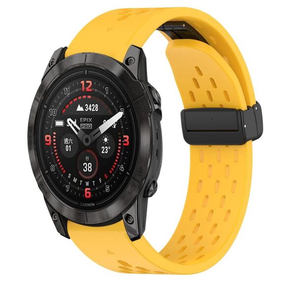 Per cinturino in silicone Garmin Epix Pro 51mm 26mm con foro fibbia pieghevole (giallo)