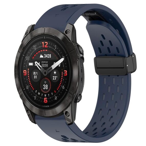 Per cinturino in silicone Garmin Epix Pro 51mm 26mm con foro fibbia pieghevole (blu notte)
