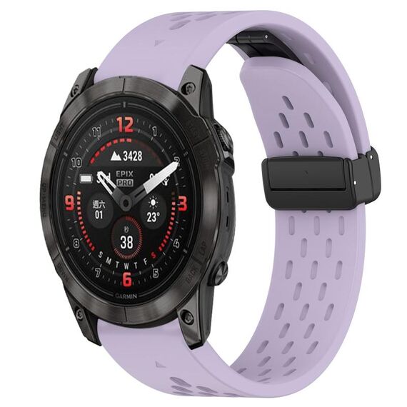 Per cinturino in silicone Garmin Epix Pro 51mm 26mm con foro fibbia pieghevole (viola)