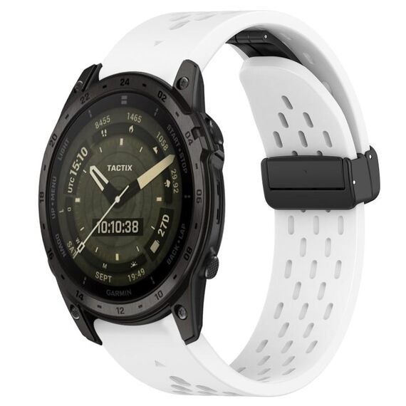 Per Garmin Tactix 7 AMOLED cinturino in silicone con foro per fibbia pieghevole da 26 mm (bianco)