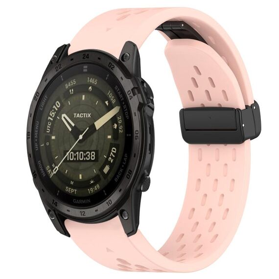 Per cinturino in silicone con foro per fibbia pieghevole Garmin Tactix 7 AMOLED da 26 mm (rosa)
