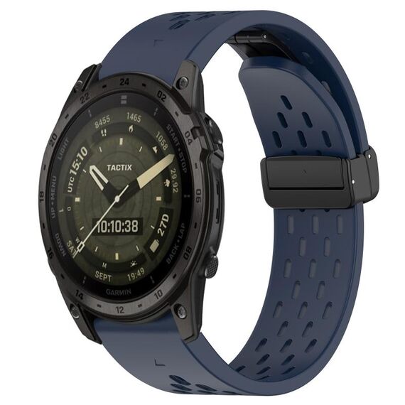Per cinturino in silicone con foro per fibbia pieghevole Garmin Tactix 7 AMOLED da 26 mm (blu notte)
