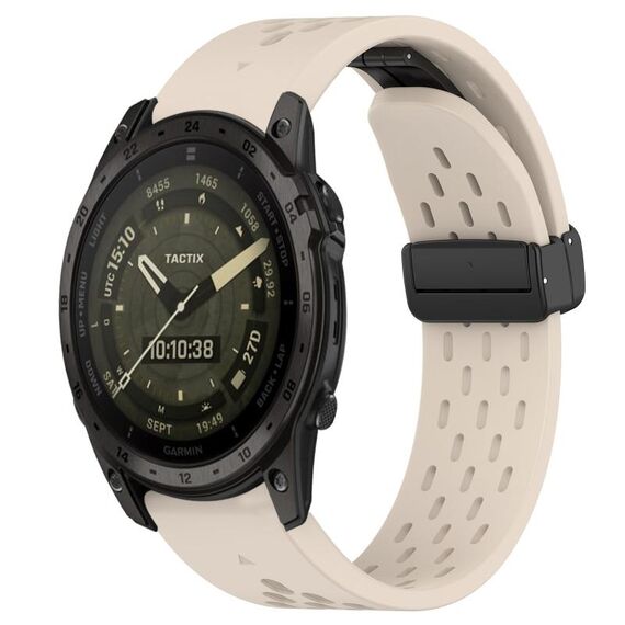 Per Garmin Tactix 7 AMOLED cinturino in silicone con foro per fibbia pieghevole da 26 mm (colore Starlight)