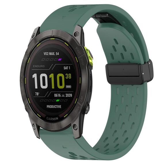 Per cinturino in silicone Garmin Enduro 2 da 26 mm con foro per fibbia pieghevole (verde scuro)