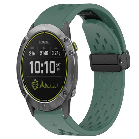Per cinturino in silicone Garmin Enduro da 26 mm con foro per fibbia pieghevole (verde scuro)