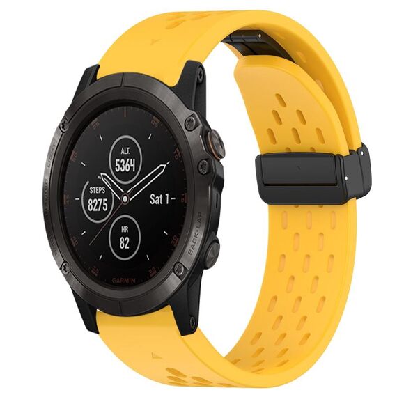 Per cinturino in silicone con foro per fibbia pieghevole Garmin Fenix 5X Plus da 26 mm (giallo)