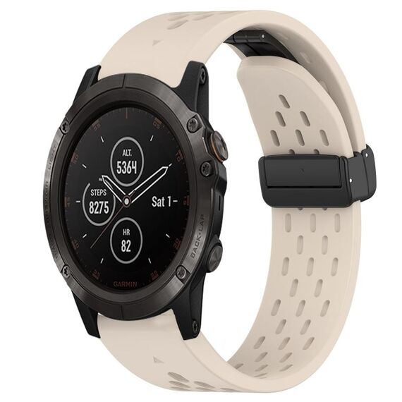 Per cinturino in silicone con foro per fibbia pieghevole Garmin Fenix 5X Plus da 26 mm (colore Starlight)