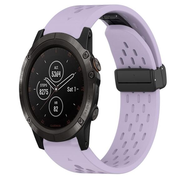 Per cinturino in silicone con foro per fibbia pieghevole Garmin Fenix 5X Plus da 26 mm (viola)