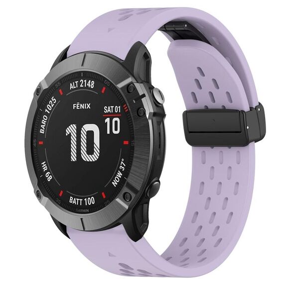 Per cinturino in silicone Garmin Fenix 6X Pro da 26 mm con foro per fibbia pieghevole (viola)