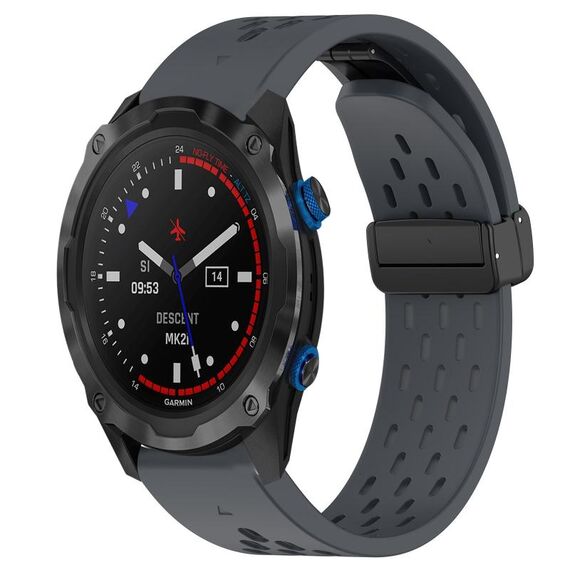Per cinturino in silicone con foro per fibbia pieghevole Garmin Descent MK 2i da 26 mm (grigio scuro)