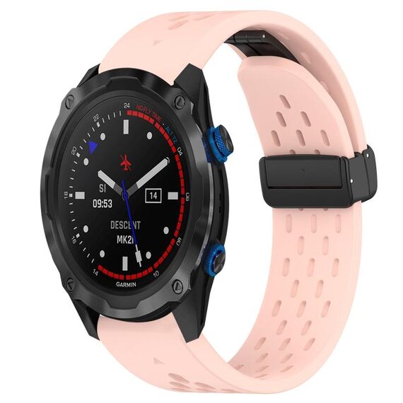 Per cinturino in silicone con foro per fibbia pieghevole Garmin Descent MK 2i da 26 mm (rosa)