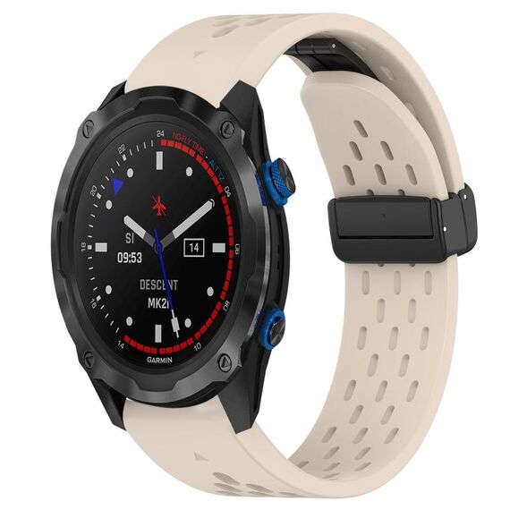 Per cinturino in silicone con foro per fibbia pieghevole Garmin Descent MK 2i da 26 mm (colore Starlight)