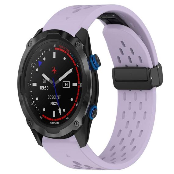Per cinturino in silicone con foro per fibbia pieghevole Garmin Descent MK 2i da 26 mm (viola)