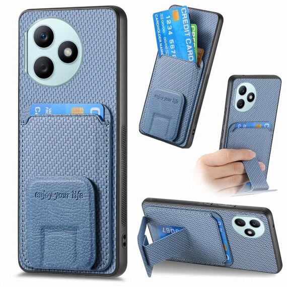 Per Honor X50i+ Custodia per telefono con supporto pieghevole per carta in fibra di carbonio (blu)