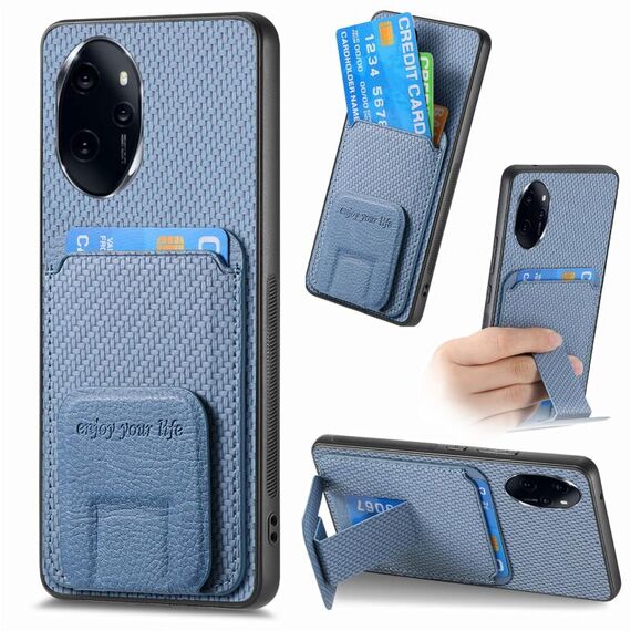 Custodia pieghevole per telefono Honor 100 Pro 5G in fibra di carbonio (blu)