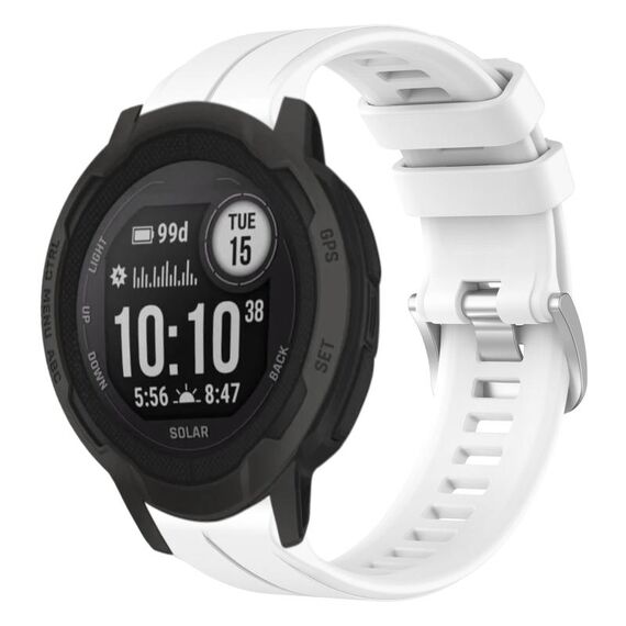 Per cinturino per orologio sportivo in silicone solare tinta unita Garmin Instinct 2 (bianco)