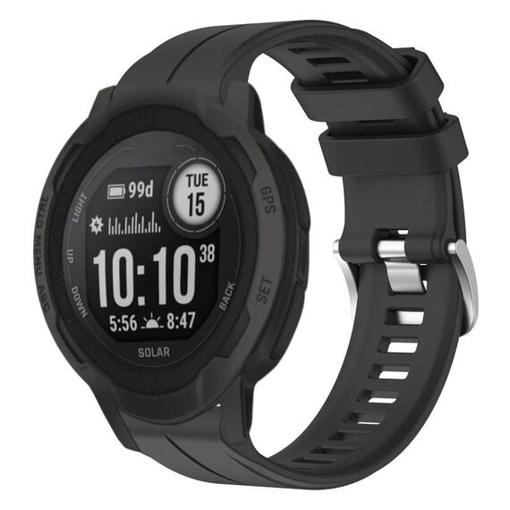 Per cinturino per orologio sportivo in silicone solare tinta unita Garmin Instinct 2 (nero)