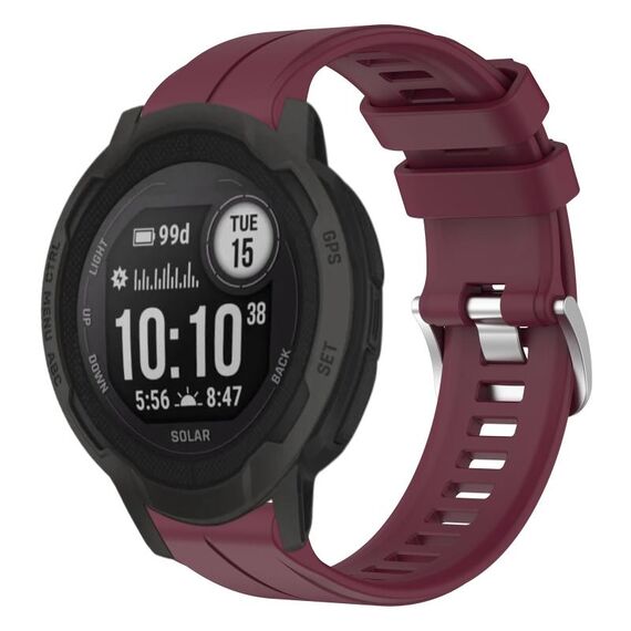 Per cinturino per orologio sportivo in silicone solare tinta unita Garmin Instinct 2 (Borgogna)