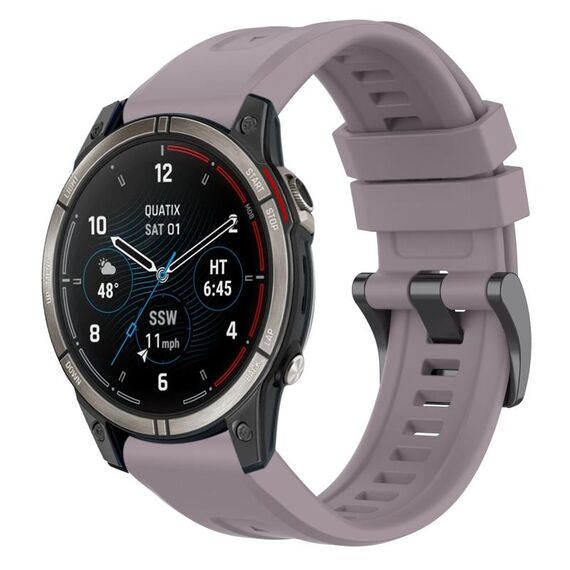 Per Garmin Quatix 7 Pro cinturino per orologio a sgancio rapido in silicone con fibbia nera tinta unita (viola)