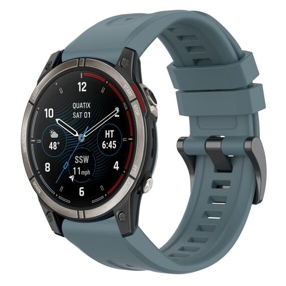 Per Garmin Quatix 7 Pro cinturino per orologio a sgancio rapido in silicone con fibbia nera tinta unita (Rock Blue)