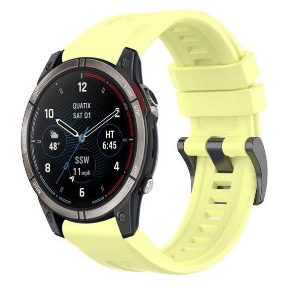 Per Garmin Quatix 7 Pro cinturino per orologio a sgancio rapido in silicone con fibbia nera tinta unita (giallo)