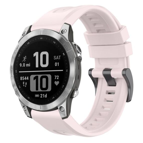 Per Garmin Fenix 7 Pro cinturino per orologio a sgancio rapido in silicone con fibbia nera tinta unita (rosa)