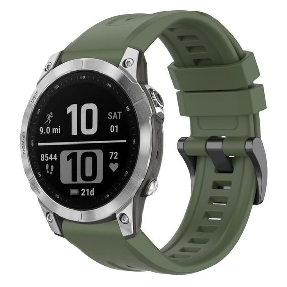 Per Garmin Fenix 7 Pro cinturino per orologio a sgancio rapido in silicone con fibbia nera tinta unita (verde scuro)