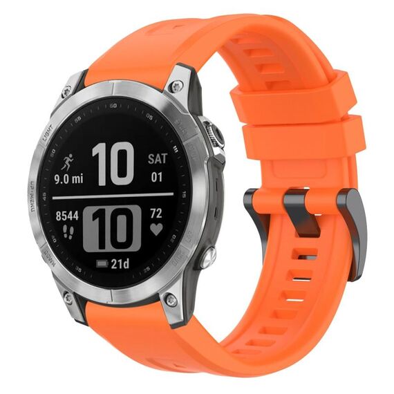 Per Garmin Fenix 7 Pro cinturino per orologio a sgancio rapido in silicone con fibbia nera tinta unita (arancione)