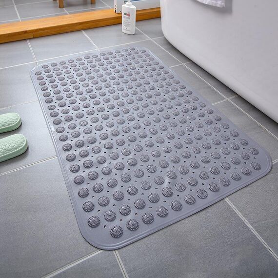 Tappetino antiscivolo per bagno in PVC Tappetino per piedi impermeabile per massaggio addensato, dimensioni: 36x68 cm (Grigio cielo scuro)