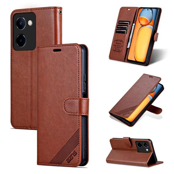 Per vivo Y100i 5G AZNS Custodia per telefono in pelle con texture in pelle di pecora (marrone)