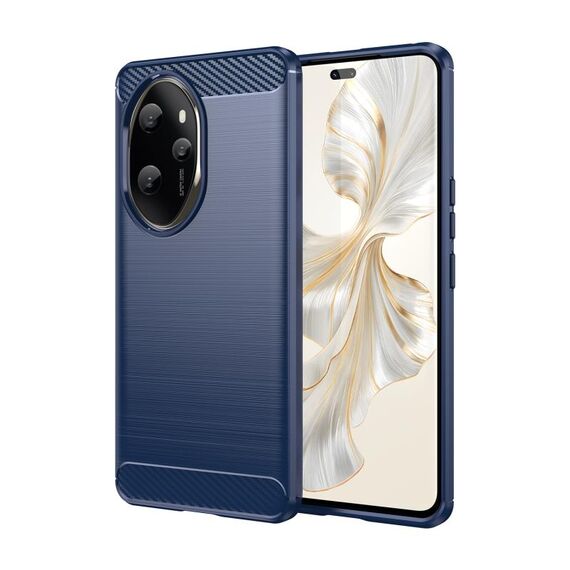 Custodia per telefono TPU in fibra di carbonio con texture spazzolata per Honor 100 Pro (blu)