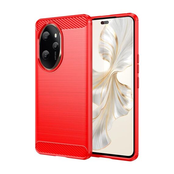 Custodia per telefono in TPU in fibra di carbonio con texture spazzolata per Honor 100 Pro (rossa)