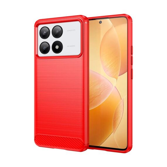 Per Xiaomi Redmi K70E Custodia per telefono in TPU in fibra di carbonio con texture spazzolata (rossa)