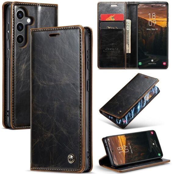 Per Samsung Galaxy S24 5G CaseMe-003 PU + PC Custodia in pelle stile business Crazy Horse Texture (caffè)