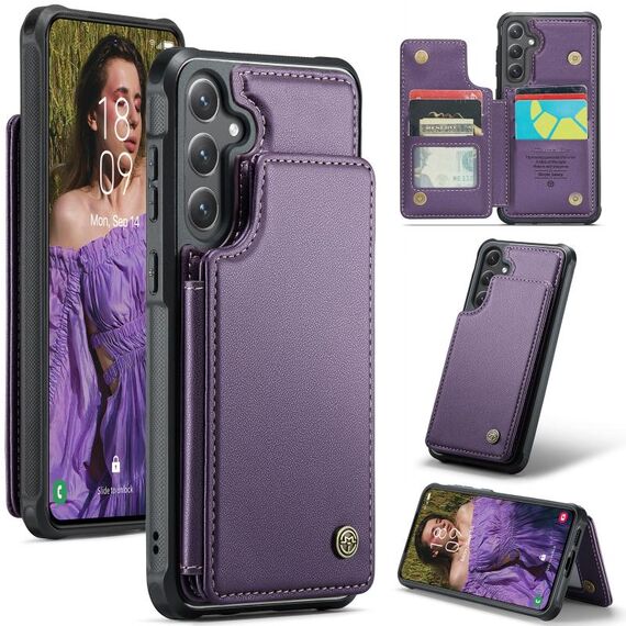 Per Samsung Galaxy S24+ 5G CaseMe C22 PC+TPU Custodia antifurto in pelle stile business RFID (viola)