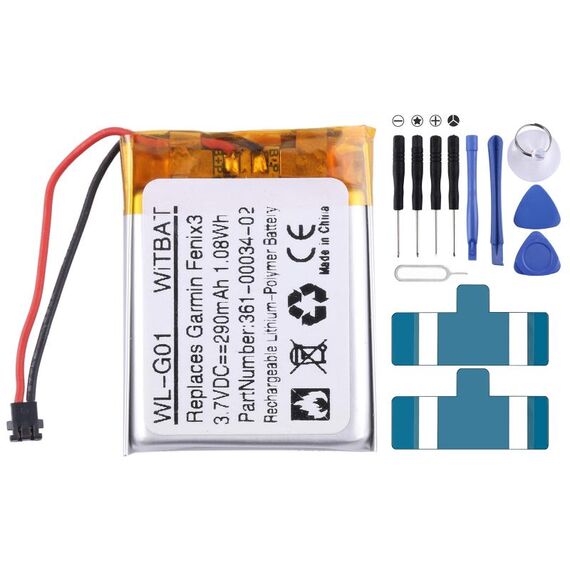 Sostituzione batteria per orologio sportivo Garmin Fenix 3 / F3 HR 361-00034-02 290mAh