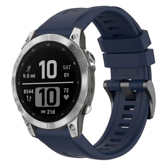 Per Garmin Fenix 7 Pro cinturino per orologio a sgancio rapido in silicone con fibbia nera tinta unita (blu scuro)