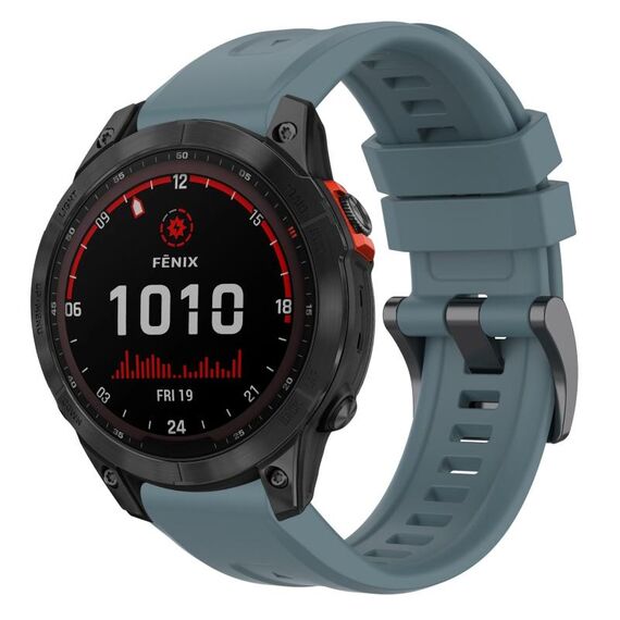 Per Garmin Fenix 7 Solar / Sapphire Solar tinta unita cinturino in silicone con fibbia nera a sgancio rapido (Rock Blue)