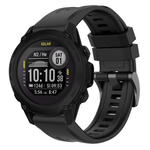 Per Garmin Descent G1 / G1 Solar tinta unita cinturino nero con fibbia in silicone a sgancio rapido (nero)