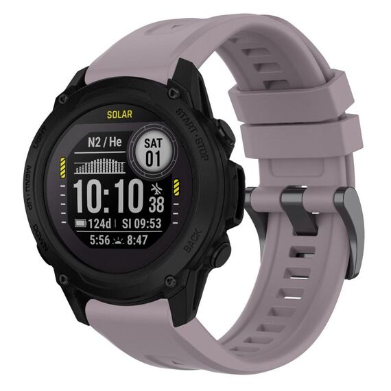 Per cinturino per orologio Garmin Descent G1 / G1 Solar tinta unita nero con fibbia in silicone a sgancio rapido (viola)