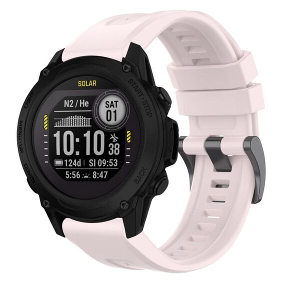 Per cinturino per orologio Garmin Descent G1 / G1 Solar tinta unita nero con fibbia in silicone a sgancio rapido (rosa)