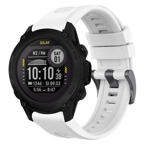 Per Garmin Descent G1 / G1 Solar tinta unita cinturino nero con fibbia in silicone a sgancio rapido (bianco)