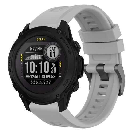 Per Garmin Descent G1 / G1 Solar tinta unita cinturino in silicone con fibbia nera a sgancio rapido (grigio)