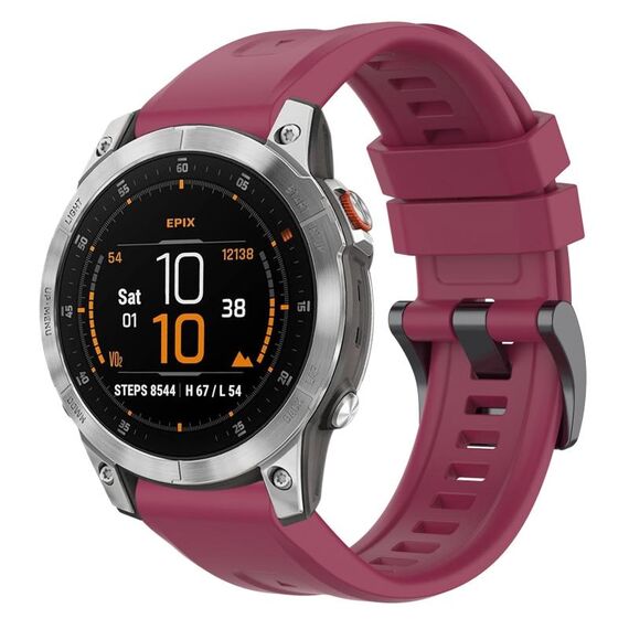 Per Garmin Epix Gen2 / Epix Pro Gen2 cinturino per orologio a sgancio rapido in silicone tinta unita con fibbia nera da 47 mm (vino rosso)