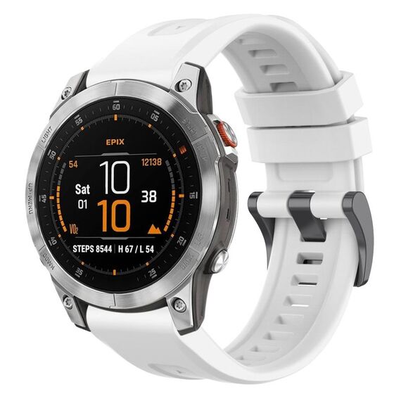 Per Garmin Epix Gen2 / Epix Pro Gen2 cinturino per orologio a sgancio rapido in silicone con fibbia nera tinta unita da 47 mm (bianco)