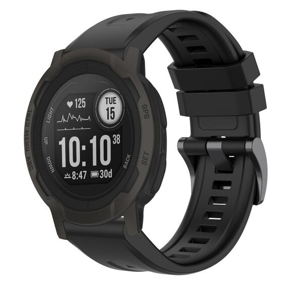 Per cinturino per orologio Garmin Instinct 2 / Instinct tinta unita nero con fibbia in silicone a sgancio rapido (nero)