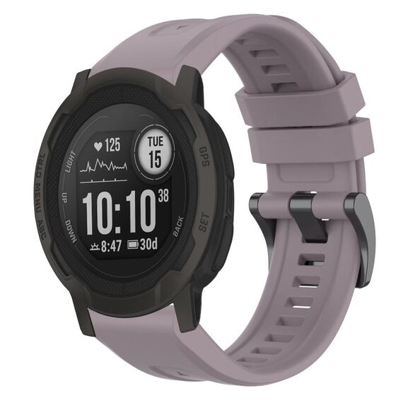 Per cinturino per orologio Garmin Instinct 2 / Instinct tinta unita nero con fibbia in silicone a sgancio rapido (viola)