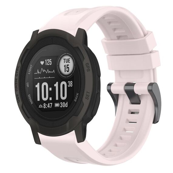 Per cinturino per orologio Garmin Instinct 2 / Instinct tinta unita nero con fibbia in silicone a sgancio rapido (rosa)