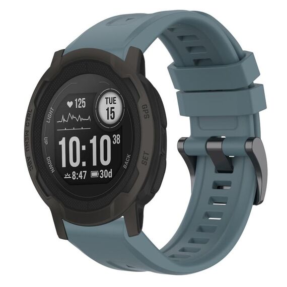 Per cinturino per orologio Garmin Instinct 2 / Instinct tinta unita nero con fibbia in silicone a sgancio rapido (Rock Blue)